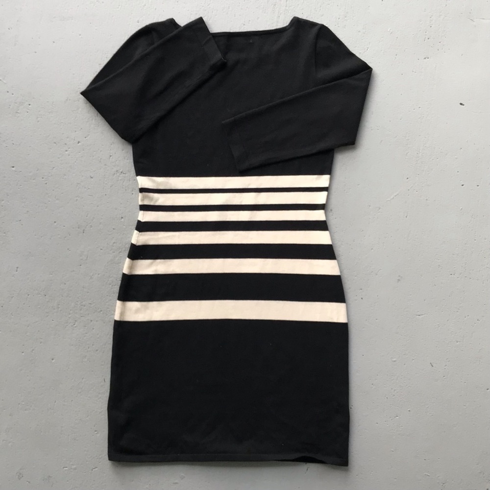 LAUREN RALPH LAUREN Sleek Silhouette Variegated Stripe Cotton Knit Sweater Dress - Picture 2 of 7